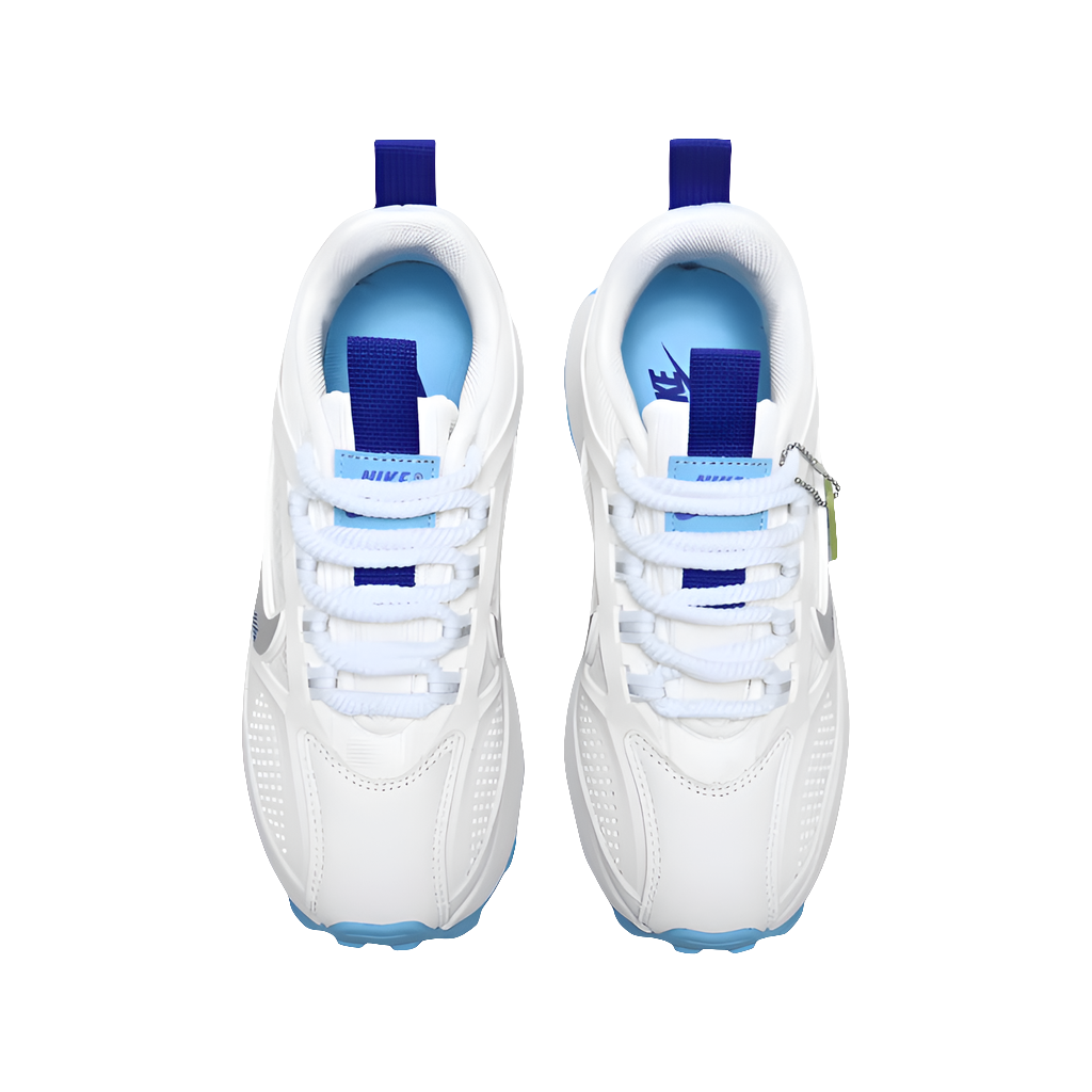 Nike Bailleli in white, blue, and silver