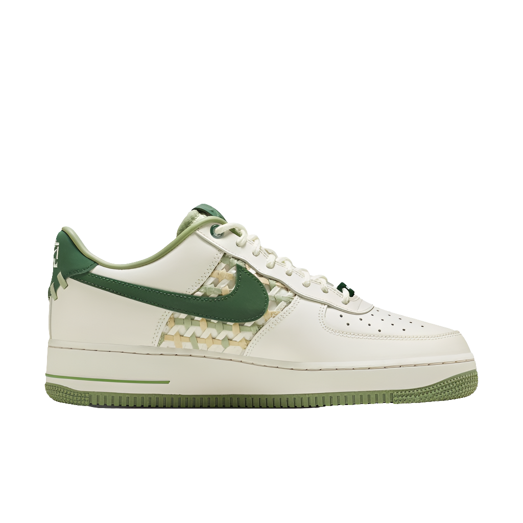 Nike Air Force 1 Low "NAI-KE" in a green woven